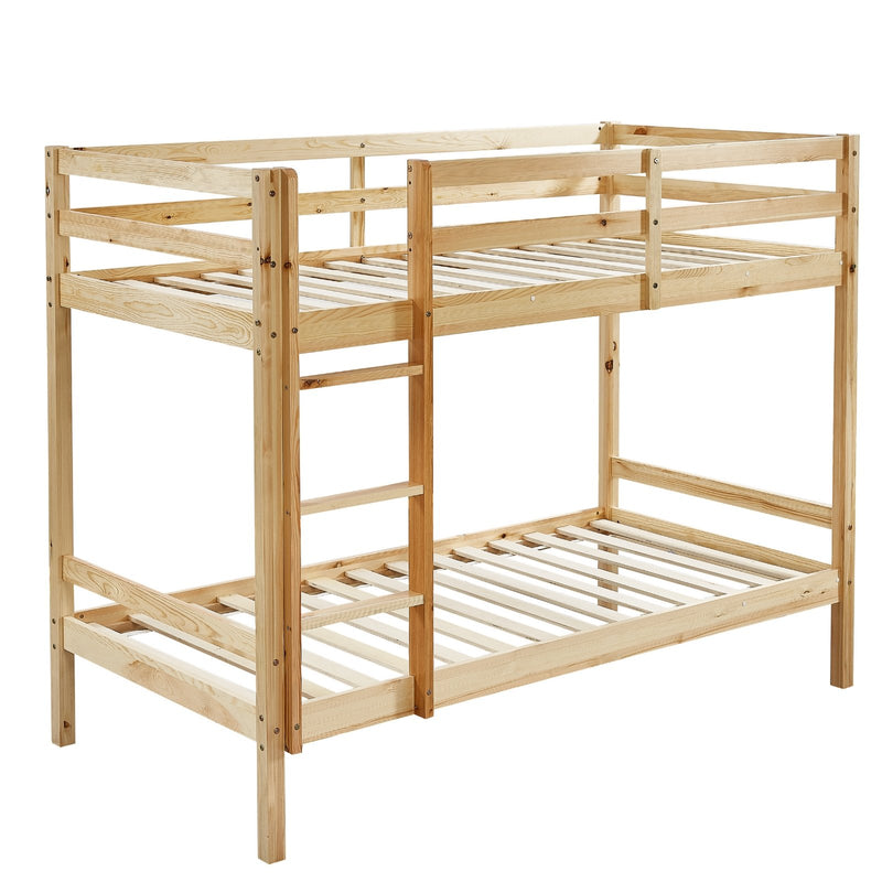 Kids Solid Pinewood Single Bunk Bed Natural - Baby & Kids > Kids Furniture - Rivercity House & Home Co. (ABN 18 642 972 209) - Affordable Modern Furniture Australia