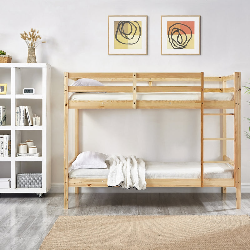 Kids Solid Pinewood Single Bunk Bed Natural - Baby & Kids > Kids Furniture - Rivercity House & Home Co. (ABN 18 642 972 209) - Affordable Modern Furniture Australia