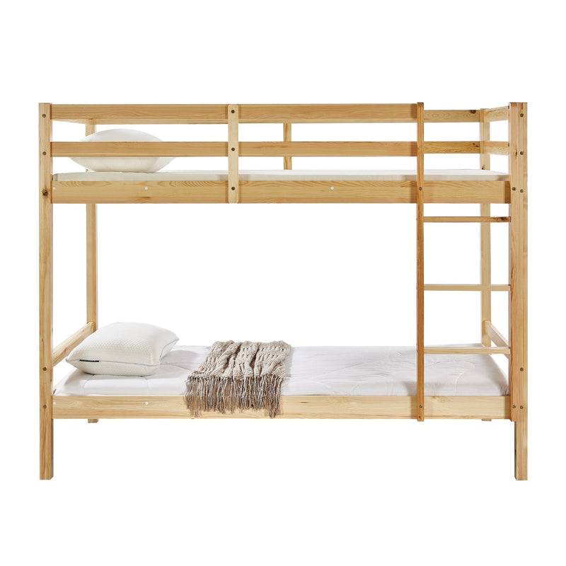 Kids Solid Pinewood Single Bunk Bed Natural - Baby & Kids > Kids Furniture - Rivercity House & Home Co. (ABN 18 642 972 209) - Affordable Modern Furniture Australia