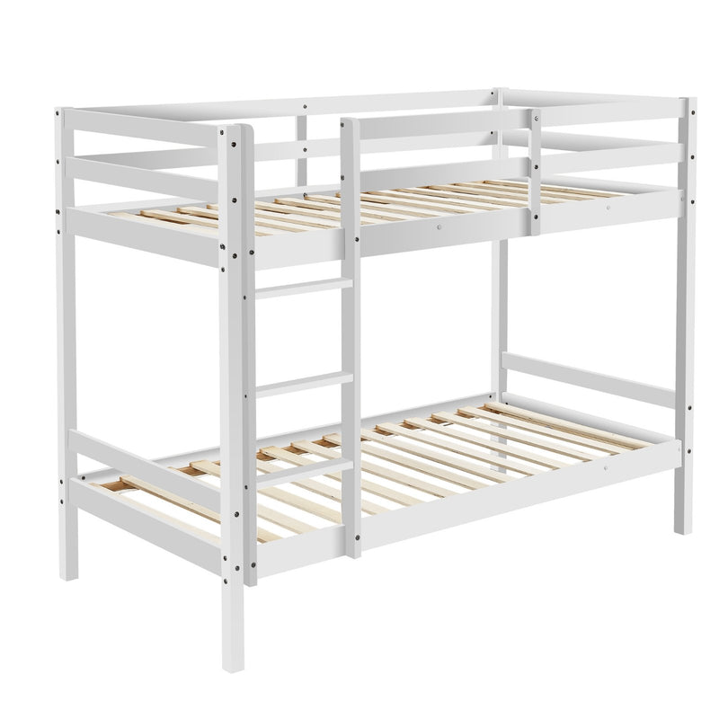 Kids Solid Pinewood Single Bunk Bed White - Baby & Kids > Kids Furniture - Rivercity House & Home Co. (ABN 18 642 972 209) - Affordable Modern Furniture Australia