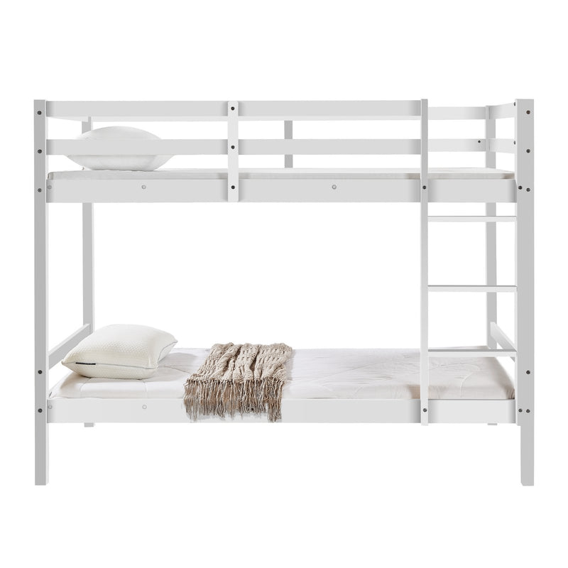 Kids Solid Pinewood Single Bunk Bed White - Baby & Kids > Kids Furniture - Rivercity House & Home Co. (ABN 18 642 972 209) - Affordable Modern Furniture Australia