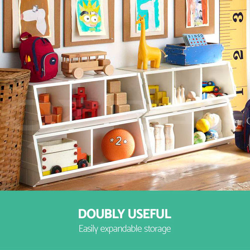 Kids Toy Box Stackable Bookshelf Storage Organiser Bookcase Shelf - Baby & Kids > Kid's Furniture - Rivercity House & Home Co. (ABN 18 642 972 209)