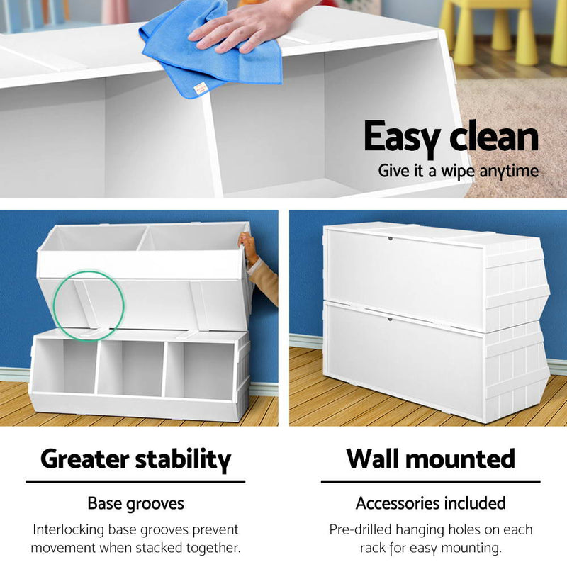 Kids Toy Box Stackable Bookshelf Storage Organiser Bookcase Shelf - Baby & Kids > Kid's Furniture - Rivercity House & Home Co. (ABN 18 642 972 209) - Affordable Modern Furniture Australia