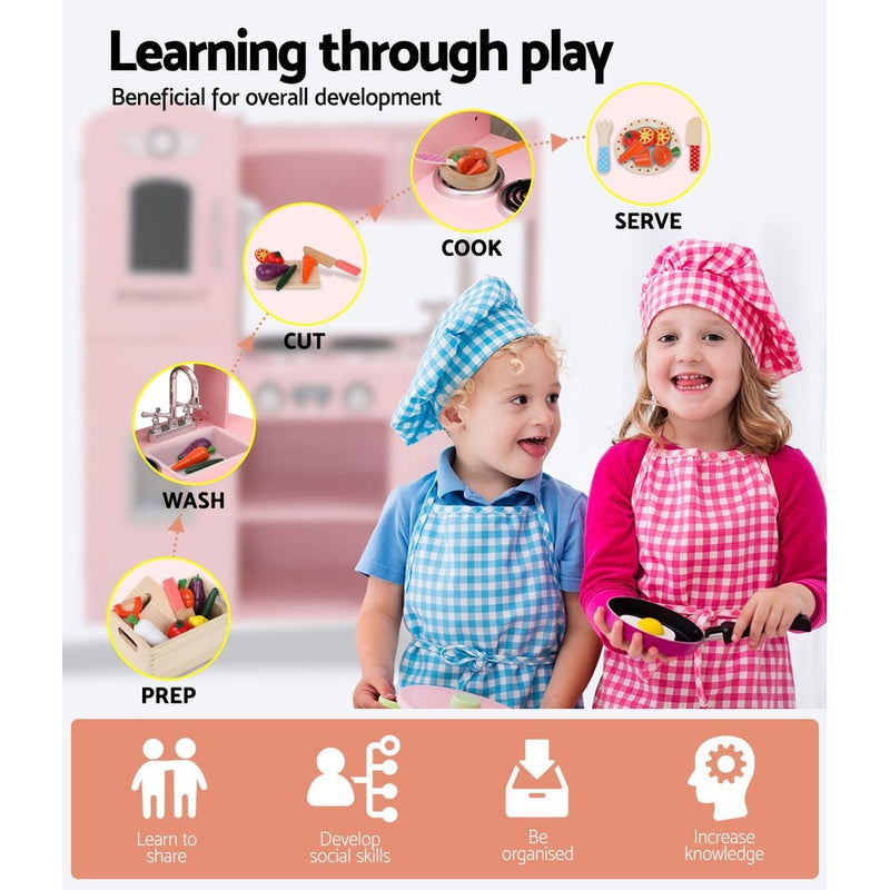Kids Wooden Kitchen Pretend Play Sets Food Cooking Toys Children Pink - Baby & Kids > Kid's Furniture - Rivercity House & Home Co. (ABN 18 642 972 209) - Affordable Modern Furniture Australia