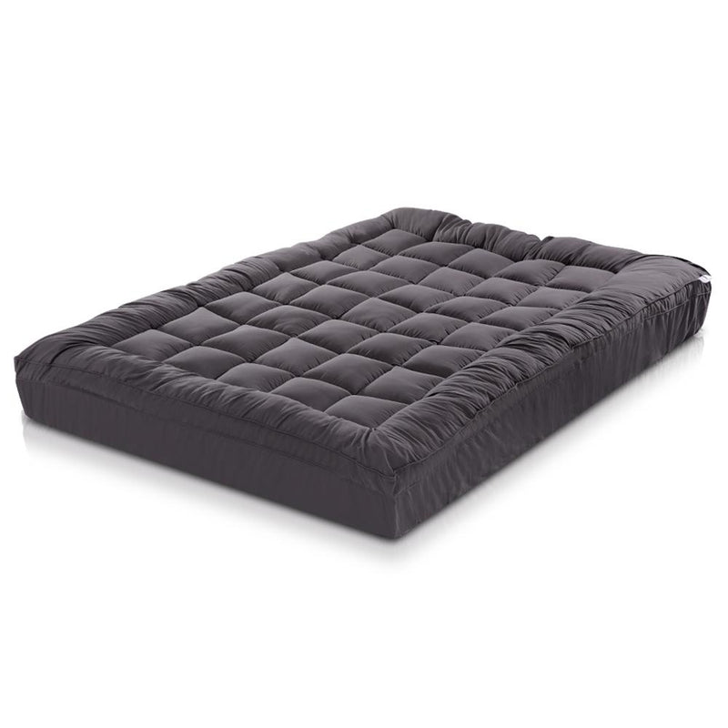 King Mattress Topper Pillowtop 1000GSM Charcoal Microfibre Bamboo Fibre Filling Protector - Rivercity House & Home Co. (ABN 18 642 972 209) - Affordable Modern Furniture Australia