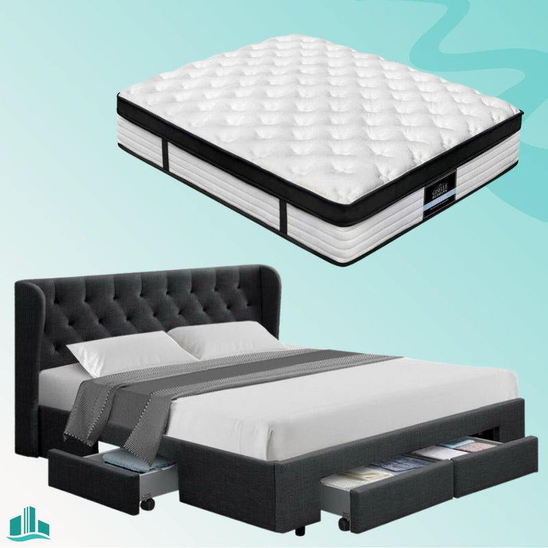 King Package | Avalon Bed Charcoal & Devon Euro Top Mattress (Medium) - Furniture > Bedroom - Rivercity House & Home Co. (ABN 18 642 972 209)