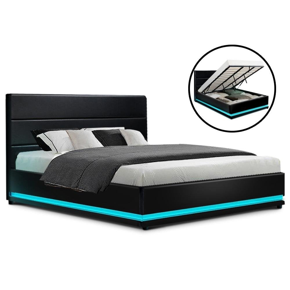 King Package | Henley LED Bed Black & Bonita Euro Top Mattress (Medium Firm) - Furniture > Bedroom - Rivercity House & Home Co. (ABN 18 642 972 209) - Affordable Modern Furniture Australia