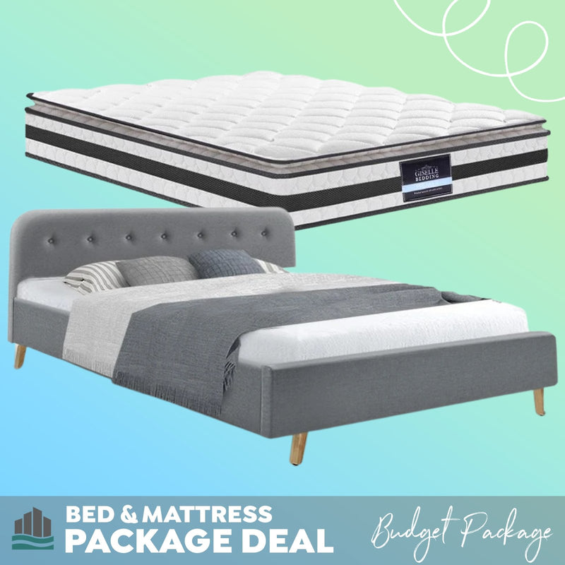 King Package | Tarcoola Bed Grey & Normay Pillow Top Mattress (Medium Firm) - Furniture > Bedroom - Rivercity House & Home Co. (ABN 18 642 972 209) - Affordable Modern Furniture Australia