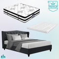 King Premium Package | Altona Bed Charcoal, Algarve Euro Top Mattress (Medium Firm) & Deluxe Mattress Topper!