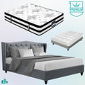 King Premium Package | Altona Bed Grey, Algarve Euro Top Mattress (Medium Firm) & Bonus Mattress Topper!