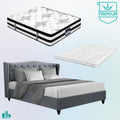 King Premium Package | Altona Bed Grey, Algarve Euro Top Mattress (Medium Firm) & Deluxe Mattress Topper!