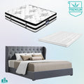King Premium Package | Elouera Bed Grey, Algarve Euro Top Mattress (Medium Firm) & Deluxe Mattress Topper!