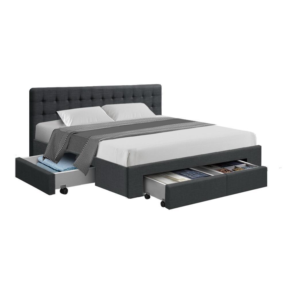 King Premium Package | Trinity Bed Charcoal, Algarve Euro Top Mattress (Medium Firm) & Deluxe Mattress Topper! - Rivercity House & Home Co. (ABN 18 642 972 209) - Affordable Modern Furniture Australia