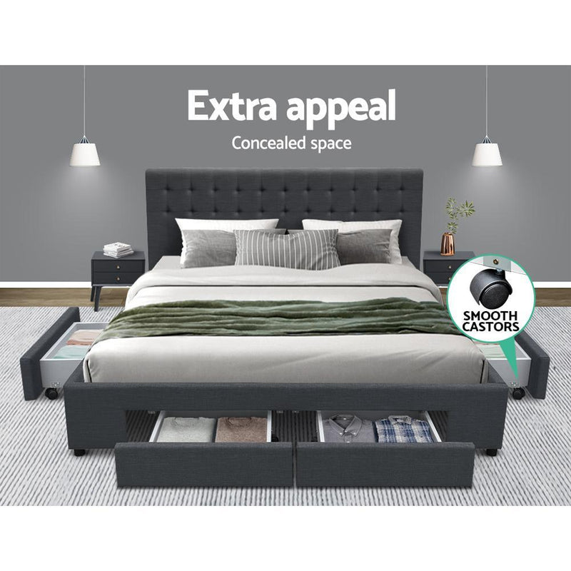 King Premium Package | Trinity Bed Charcoal, Algarve Euro Top Mattress (Medium Firm) & Deluxe Mattress Topper! - Rivercity House & Home Co. (ABN 18 642 972 209)