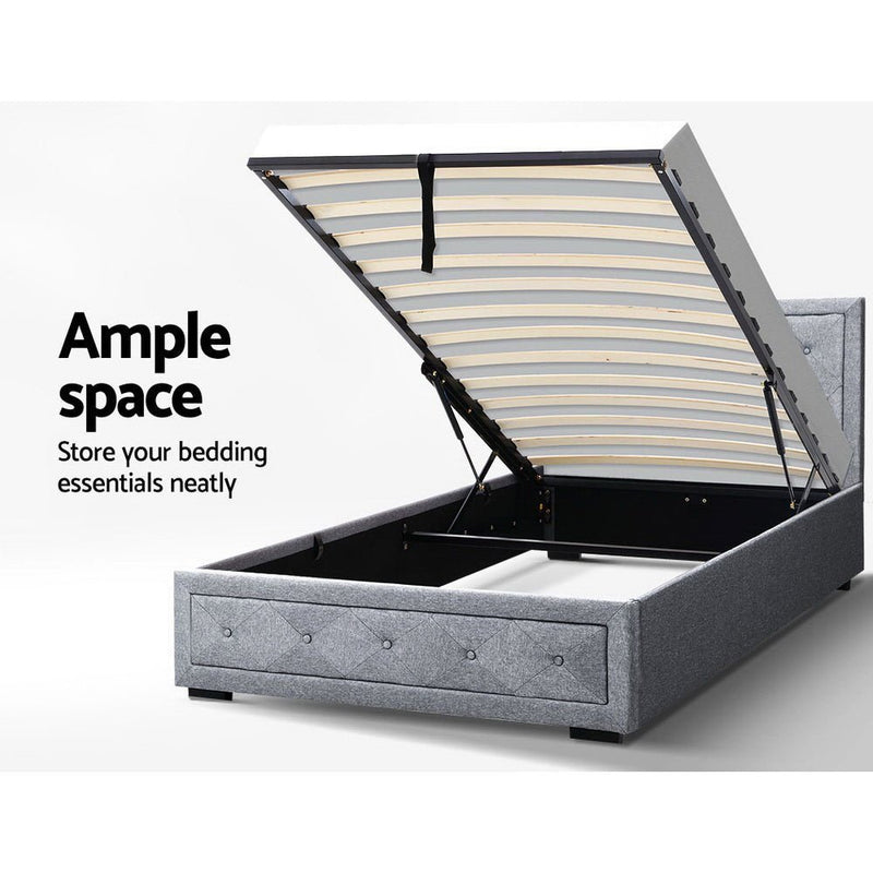 King Single Package | Bronte Storage Bed Frame Grey & Bonita Euro Top Mattress (Medium Firm) - Rivercity House & Home Co. (ABN 18 642 972 209) - Affordable Modern Furniture Australia