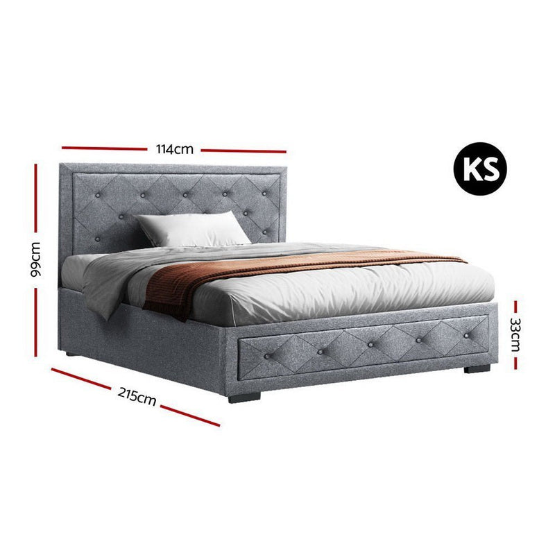 King Single Package | Bronte Storage Bed Frame Grey & Bonita Euro Top Mattress (Medium Firm) - Rivercity House & Home Co. (ABN 18 642 972 209) - Affordable Modern Furniture Australia