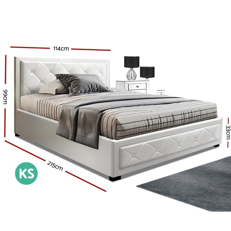 King Single Package | Bronte Storage Bed Frame White & Bonita Euro Top Mattress (Medium Firm) - Rivercity House & Home Co. (ABN 18 642 972 209) - Affordable Modern Furniture Australia