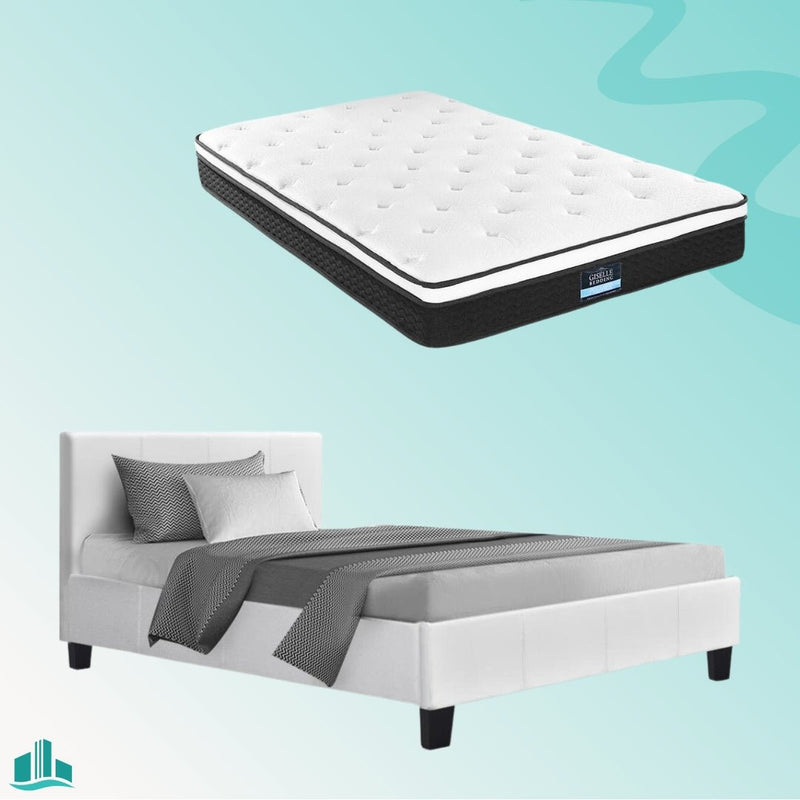 King Single Package | Coogee Bed White & Bonita Euro Top Mattress (Medium Firm) - Furniture > Bedroom - Rivercity House & Home Co. (ABN 18 642 972 209)