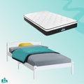King Single Package | Gibson Wooden Bed Frame White & Bonita Euro Top Mattress (Medium Firm)