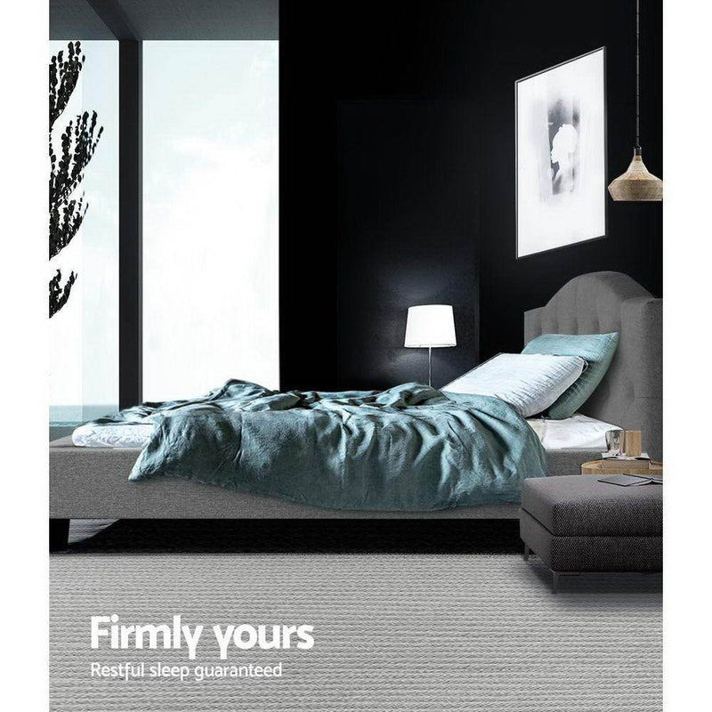 King Single Package | Jervis Bed Grey & Normay Bonnell Spring Pillow Top Mattress (Medium Firm) - Furniture > Bedroom - Rivercity House & Home Co. (ABN 18 642 972 209) - Affordable Modern Furniture Australia
