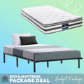 King Single Package | Ted Metal Bed & Normay Bonnell Spring Pillow Top Mattress (Medium Firm)