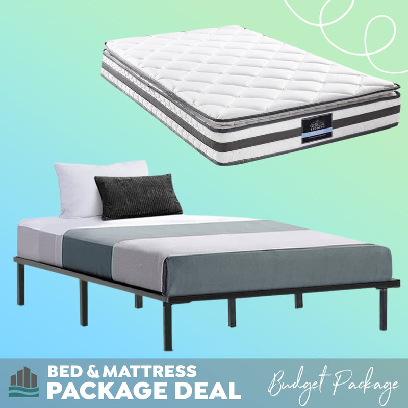 King Single Package | Ted Metal Bed & Normay Bonnell Spring Pillow Top Mattress (Medium Firm) - Furniture > Bedroom - Rivercity House & Home Co. (ABN 18 642 972 209) - Affordable Modern Furniture Australia