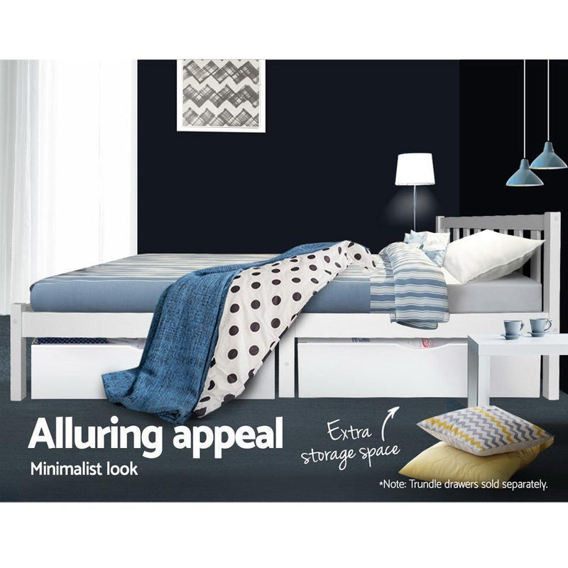 King Single Package | Whitehaven Bed White & Normay Bonnell Spring Pillow Top Mattress (Medium Firm) - Furniture > Bedroom - Rivercity House & Home Co. (ABN 18 642 972 209) - Affordable Modern Furniture Australia