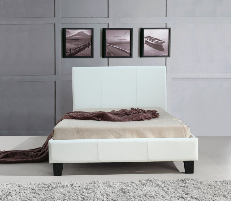 King Single Size | PU Leather Bed Frame (White) - Rivercity House & Home Co. (ABN 18 642 972 209) - Affordable Modern Furniture Australia