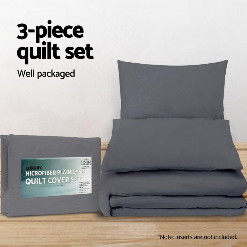 King Size Classic Quilt Cover Set - Charcoal - Home & Garden > Bedding - Rivercity House & Home Co. (ABN 18 642 972 209) - Affordable Modern Furniture Australia