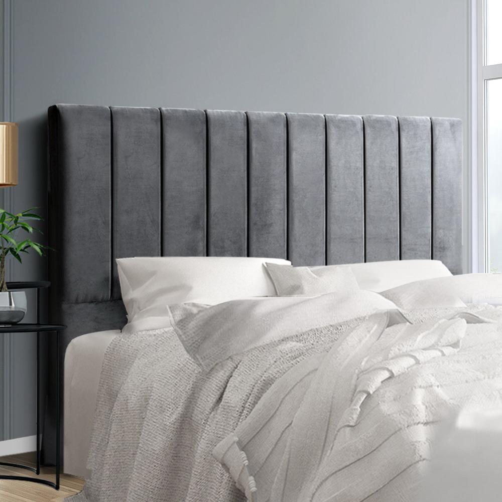 King Size | Fabric Bed Headboard - Grey - Rivercity House & Home Co. (ABN 18 642 972 209) - Affordable Modern Furniture Australia