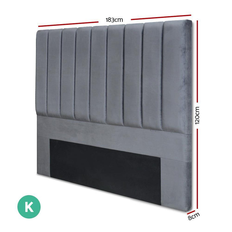 King Size | Fabric Bed Headboard - Grey - Rivercity House & Home Co. (ABN 18 642 972 209) - Affordable Modern Furniture Australia