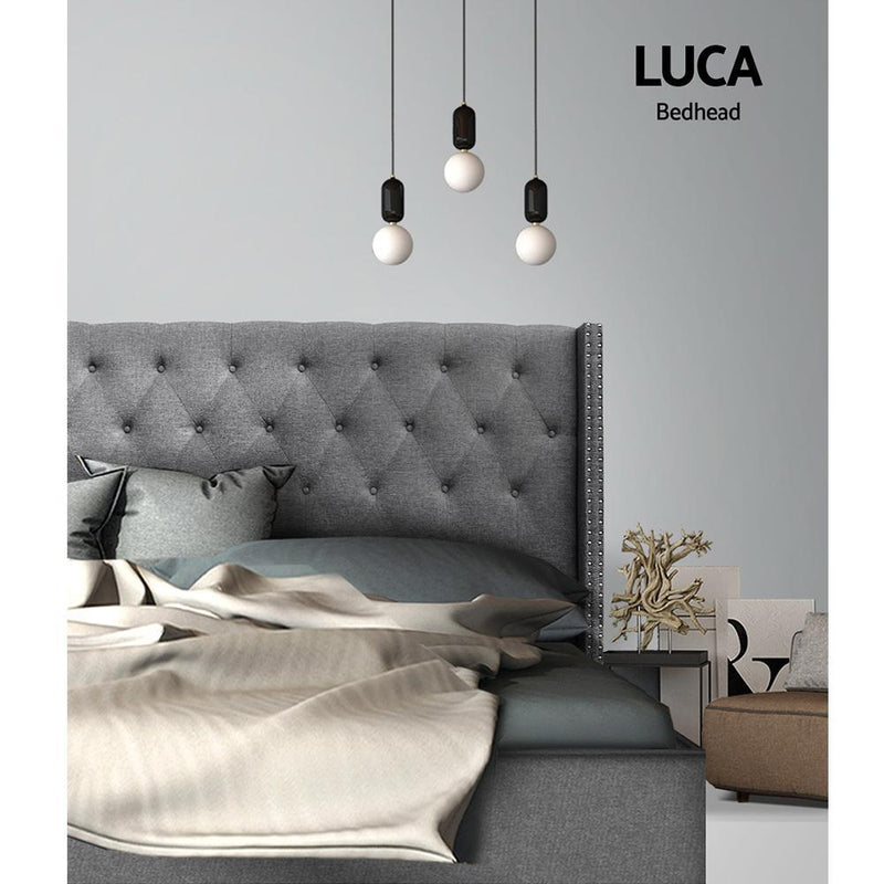 King Size | Luca Bed Headboard (Grey) - Rivercity House & Home Co. (ABN 18 642 972 209) - Affordable Modern Furniture Australia