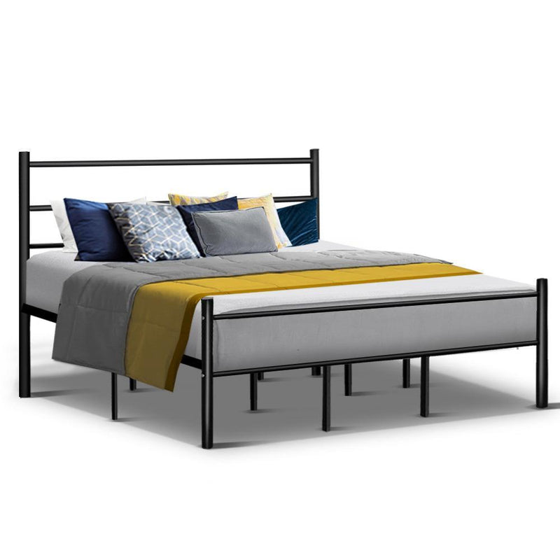 King Size | Metal Queen Bed Frame (Black) - Furniture > Bedroom - Rivercity House & Home Co. (ABN 18 642 972 209) - Affordable Modern Furniture Australia