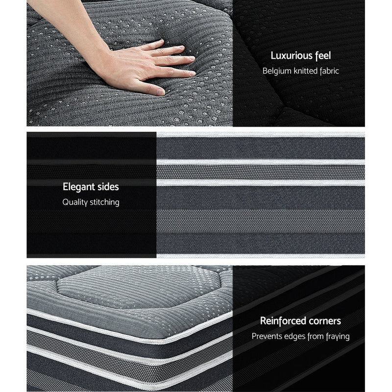 King Ultra Package | Henley LED Bed Black, 2 x LED Bedside Tables, Platinum Series Dual Euro Top Mattress, Pillowtop Mattress Topper & 4 x Pillows - Rivercity House & Home Co. (ABN 18 642 972 209)