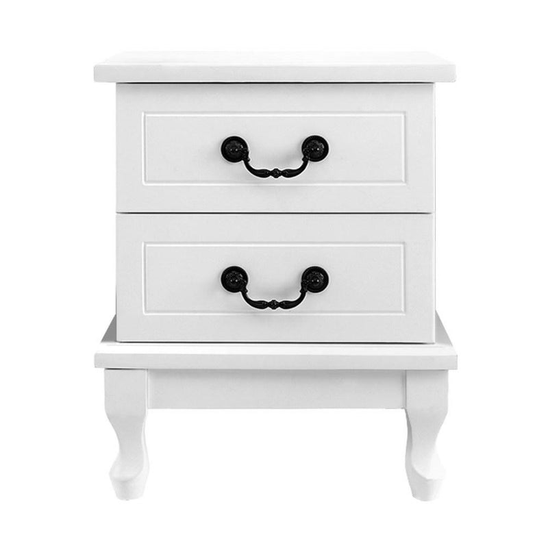 Kubi Bedside Table with 2 Drawers - White - Rivercity House & Home Co. (ABN 18 642 972 209) - Affordable Modern Furniture Australia