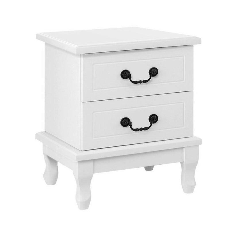 Kubi Bedside Table with 2 Drawers - White - Rivercity House & Home Co. (ABN 18 642 972 209) - Affordable Modern Furniture Australia