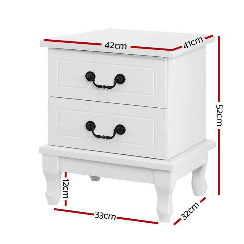 Kubi Bedside Table with 2 Drawers - White - Rivercity House & Home Co. (ABN 18 642 972 209) - Affordable Modern Furniture Australia