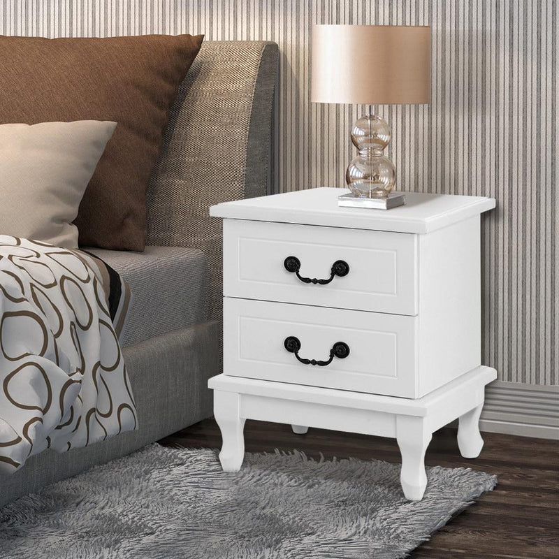 Kubi Bedside Table with 2 Drawers - White - Rivercity House & Home Co. (ABN 18 642 972 209) - Affordable Modern Furniture Australia