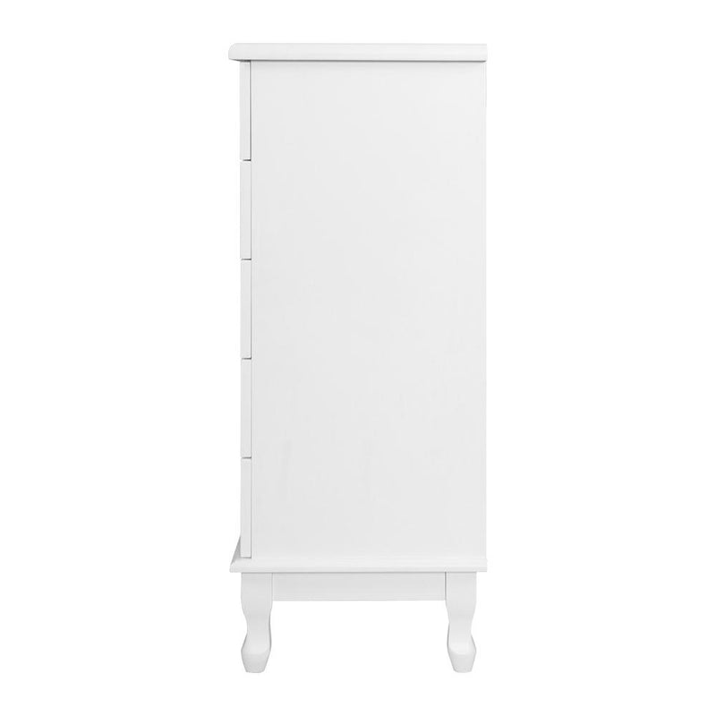 Kubi Tallboy 5 Drawers Storage Cabinet - White - Furniture > Bedroom - Rivercity House And Home Co.