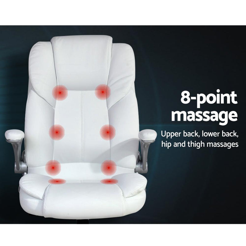 Kuro 8 Point Massage Office Chair (White) - Rivercity House & Home Co. (ABN 18 642 972 209) - Affordable Modern Furniture Australia