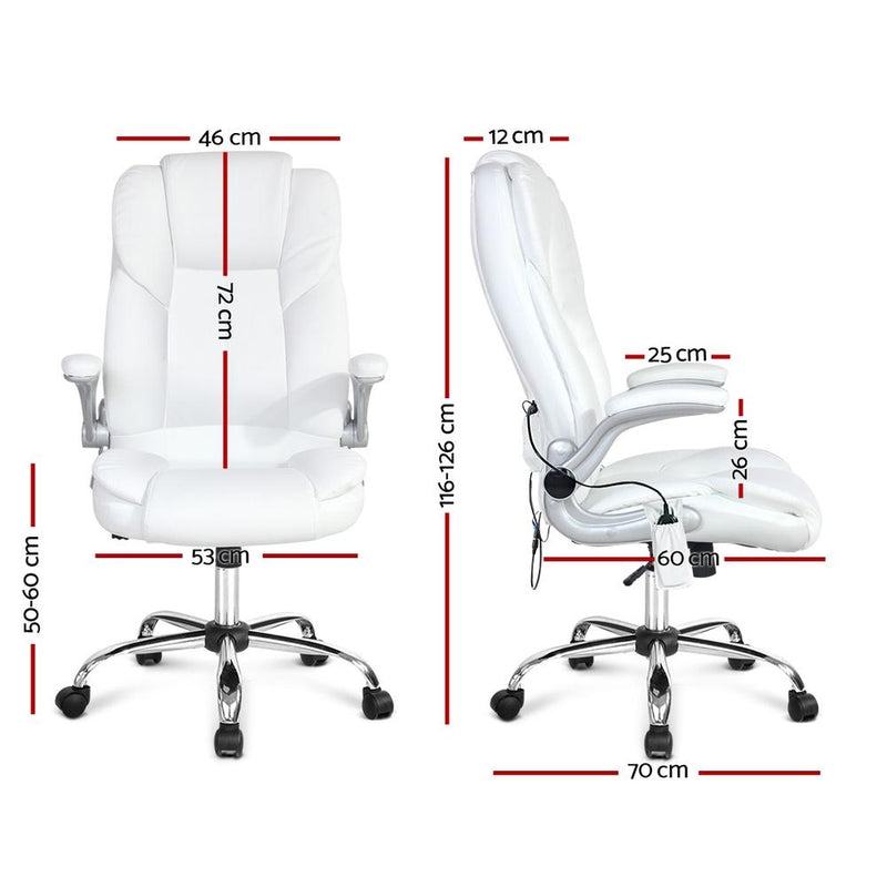 Kuro 8 Point Massage Office Chair (White) - Rivercity House & Home Co. (ABN 18 642 972 209) - Affordable Modern Furniture Australia