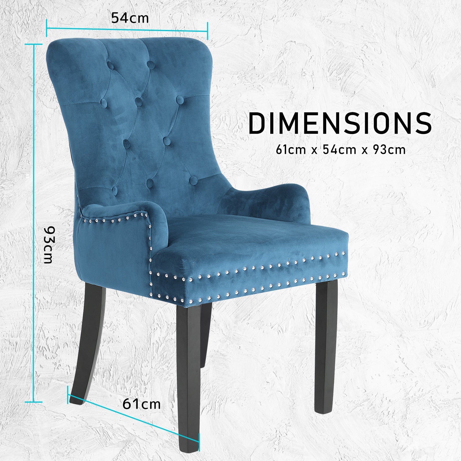 Set of 2 Lisse French Provincial Velvet Dining Chairs with Chrome Ring - Navy Blue - Furniture > Bar Stools & Chairs - Rivercity House & Home Co. (ABN 18 642 972 209) - Affordable Modern Furniture Australia