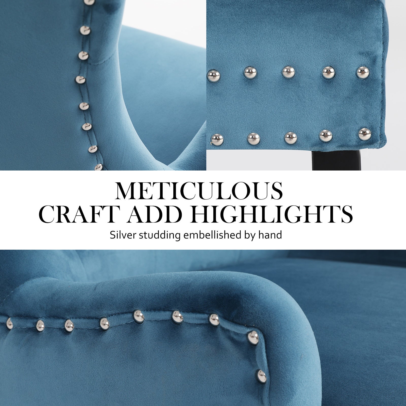 Set of 4 Lisse French Provincial Velvet Dining Chairs with Chrome Ring - Navy Blue - Furniture > Bar Stools & Chairs - Rivercity House & Home Co. (ABN 18 642 972 209) - Affordable Modern Furniture Australia