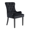 Lisse French Provincial Velvet Dining Chair with Chrome Ring - Black