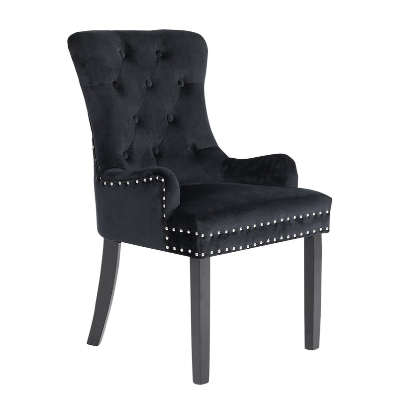 Lisse French Provincial Velvet Dining Chair with Chrome Ring - Black - Furniture > Bar Stools & Chairs - Rivercity House & Home Co. (ABN 18 642 972 209) - Affordable Modern Furniture Australia