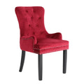 Lisse French Provincial Velvet Dining Chair with Chrome Ring - Bordeaux Red