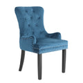 Lisse French Provincial Velvet Dining Chairs with Chrome Ring - Navy Blue