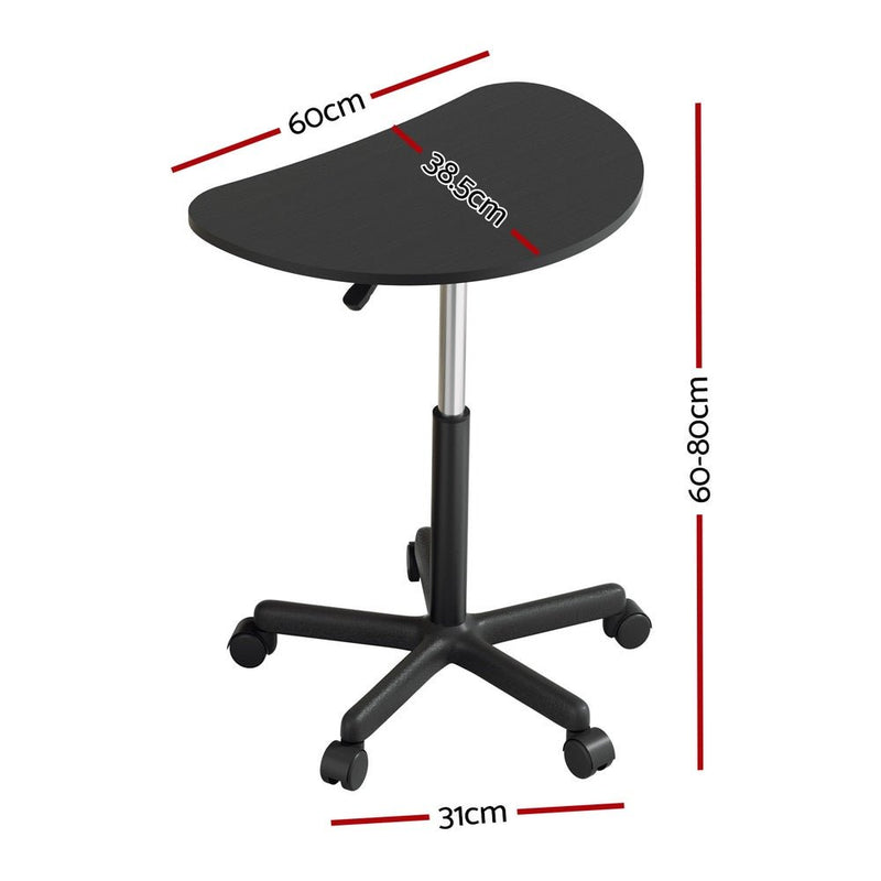 Laptop Desk Portable Height Adjustable Table Caster Wheels 60CM Black - Furniture > Office - Rivercity House & Home Co. (ABN 18 642 972 209) - Affordable Modern Furniture Australia