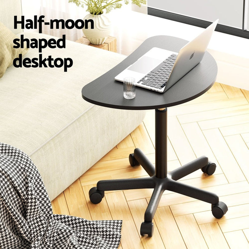 Laptop Desk Portable Height Adjustable Table Caster Wheels 60CM Black - Furniture > Office - Rivercity House & Home Co. (ABN 18 642 972 209) - Affordable Modern Furniture Australia