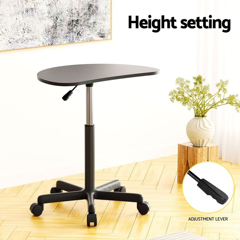 Laptop Desk Portable Height Adjustable Table Caster Wheels 60CM Black - Furniture > Office - Rivercity House & Home Co. (ABN 18 642 972 209) - Affordable Modern Furniture Australia